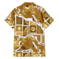 Hawaii Japanese Culture Gold Hawaiian Shirt Spring Cranes Aloha Pattern LT01 - Polynesian Pride