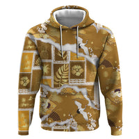 Hawaii Japanese Culture Gold Hoodie Spring Cranes Aloha Pattern LT01 Pullover Hoodie Gold - Polynesian Pride