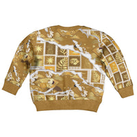 Hawaii Japanese Culture Gold Kid Ugly Christmas Sweater Spring Cranes Aloha Pattern LT01 - Polynesian Pride