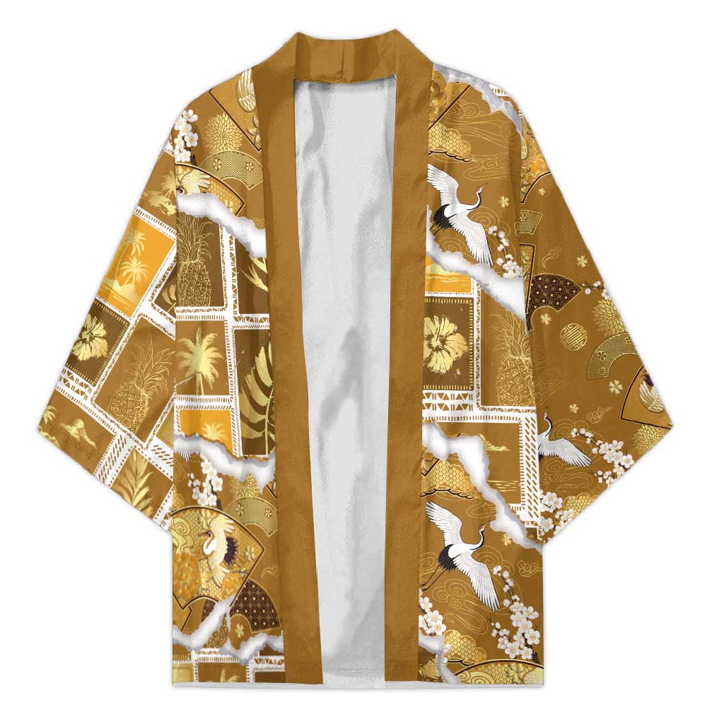 Hawaii Japanese Culture Gold Kimono Spring Cranes Aloha Pattern LT01 Unisex Gold - Polynesian Pride