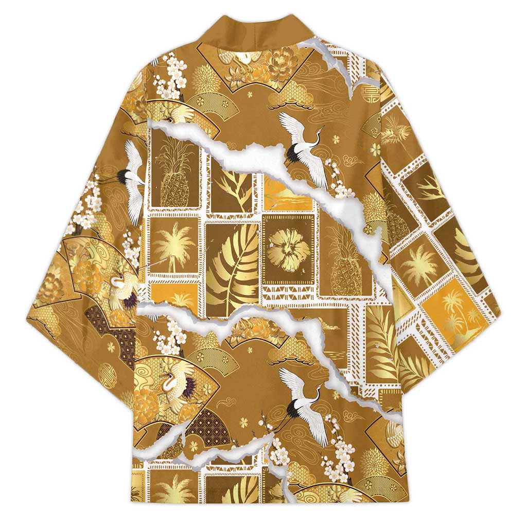 Hawaii Japanese Culture Gold Kimono Spring Cranes Aloha Pattern LT01 - Polynesian Pride