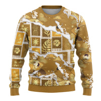 Hawaii Japanese Culture Gold Ugly Christmas Sweater Spring Cranes Aloha Pattern LT01 - Polynesian Pride