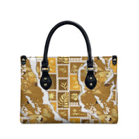 Hawaii Japanese Culture Gold Leather Bag Spring Cranes Aloha Pattern LT01 - Polynesian Pride