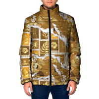 Hawaii Japanese Culture Gold Padded Jacket Spring Cranes Aloha Pattern LT01 Men Gold - Polynesian Pride