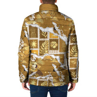 Hawaii Japanese Culture Gold Padded Jacket Spring Cranes Aloha Pattern LT01 - Polynesian Pride