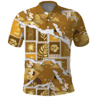 Hawaii Japanese Culture Gold Polo Shirt Spring Cranes Aloha Pattern LT01 Gold - Polynesian Pride