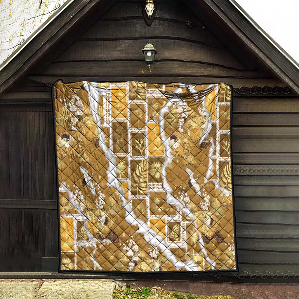 Hawaii Japanese Culture Gold Quilt Spring Cranes Aloha Pattern LT01 - Polynesian Pride