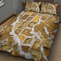 Hawaii Japanese Culture Gold Quilt Bed Set Spring Cranes Aloha Pattern LT01 - Polynesian Pride