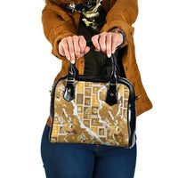 Hawaii Japanese Culture Gold Shoulder Handbag Spring Cranes Aloha Pattern LT01 One Size Gold - Polynesian Pride