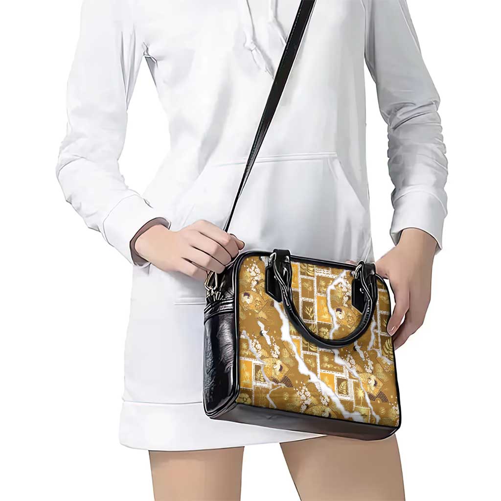 Hawaii Japanese Culture Gold Shoulder Handbag Spring Cranes Aloha Pattern LT01 - Polynesian Pride