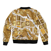 Hawaii Japanese Culture Gold Sleeve Zip Bomber Jacket Spring Cranes Aloha Pattern LT01 - Polynesian Pride