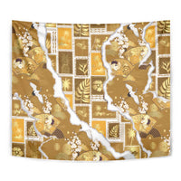 Hawaii Japanese Culture Gold Tapestry Spring Cranes Aloha Pattern LT01 - Polynesian Pride
