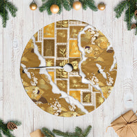 Hawaii Japanese Culture Gold Tree Skirt Spring Cranes Aloha Pattern LT01 Casual Gold - Polynesian Pride