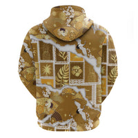 Hawaii Japanese Culture Gold Zip Hoodie Spring Cranes Aloha Pattern LT01 - Polynesian Pride