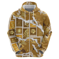 Hawaii Japanese Culture Gold Zip Hoodie Spring Cranes Aloha Pattern LT01 - Polynesian Pride