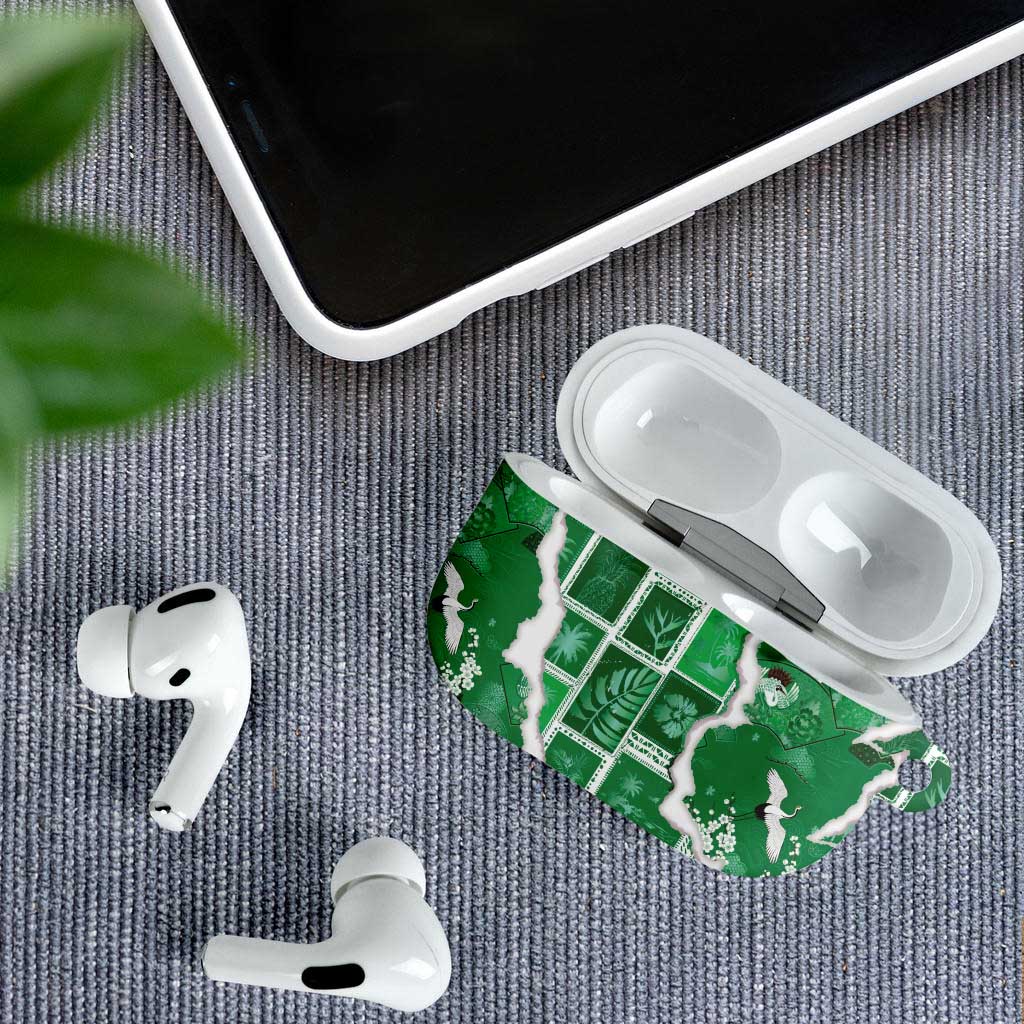 Hawaii Japanese Culture Green AirPods Case Spring Cranes Aloha Pattern LT01 - Polynesian Pride