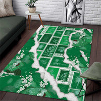 Hawaii Japanese Culture Green Area Rug Spring Cranes Aloha Pattern LT01 Green - Polynesian Pride