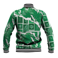 Hawaii Japanese Culture Green Baseball Jacket Spring Cranes Aloha Pattern LT01 - Polynesian Pride