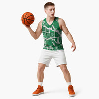Hawaii Japanese Culture Green Basketball Jersey Spring Cranes Aloha Pattern LT01 - Polynesian Pride
