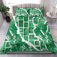 Hawaii Japanese Culture Green Bedding Set Spring Cranes Aloha Pattern LT01 - Polynesian Pride