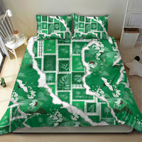 Hawaii Japanese Culture Green Bedding Set Spring Cranes Aloha Pattern LT01 - Polynesian Pride