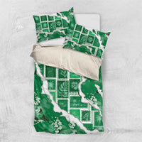 Hawaii Japanese Culture Green Bedding Set Spring Cranes Aloha Pattern LT01 US Twin 172cm x 218cm Green - Polynesian Pride
