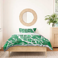 Hawaii Japanese Culture Green Bedding Set Spring Cranes Aloha Pattern LT01 - Polynesian Pride