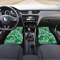 Hawaii Japanese Culture Green Car Mats Spring Cranes Aloha Pattern LT01 Set 2pcs - Front Green - Polynesian Pride