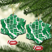 Hawaii Japanese Culture Green Ceramic Ornament Spring Cranes Aloha Pattern LT01 Snow Flake Green - Polynesian Pride