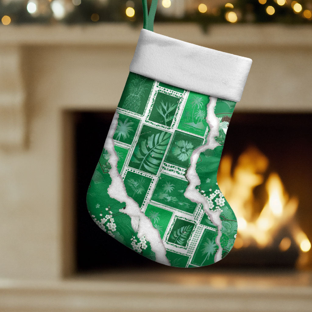 Hawaii Japanese Culture Green Christmas Stocking Spring Cranes Aloha Pattern LT01 Set of 2 Green - Polynesian Pride
