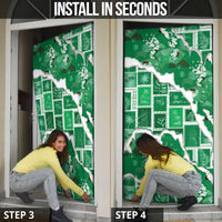 Hawaii Japanese Culture Green Door Cover Spring Cranes Aloha Pattern LT01 - Polynesian Pride