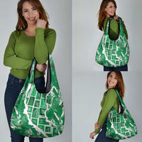 Hawaii Japanese Culture Green Grocery Bag Spring Cranes Aloha Pattern LT01 - Polynesian Pride