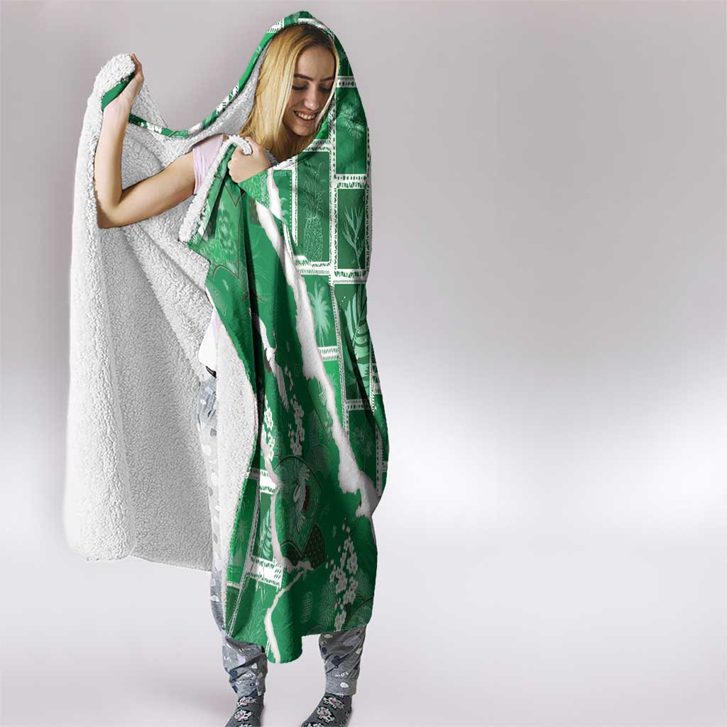 Hawaii Japanese Culture Green Hooded Blanket Spring Cranes Aloha Pattern LT01 - Polynesian Pride