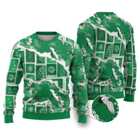 Hawaii Japanese Culture Green Ugly Christmas Sweater Spring Cranes Aloha Pattern LT01 Green - Polynesian Pride