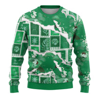 Hawaii Japanese Culture Green Ugly Christmas Sweater Spring Cranes Aloha Pattern LT01 - Polynesian Pride