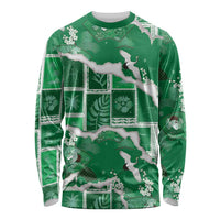 Hawaii Japanese Culture Green Long Sleeve Shirt Spring Cranes Aloha Pattern LT01 Unisex Green - Polynesian Pride