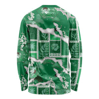 Hawaii Japanese Culture Green Long Sleeve Shirt Spring Cranes Aloha Pattern LT01 - Polynesian Pride