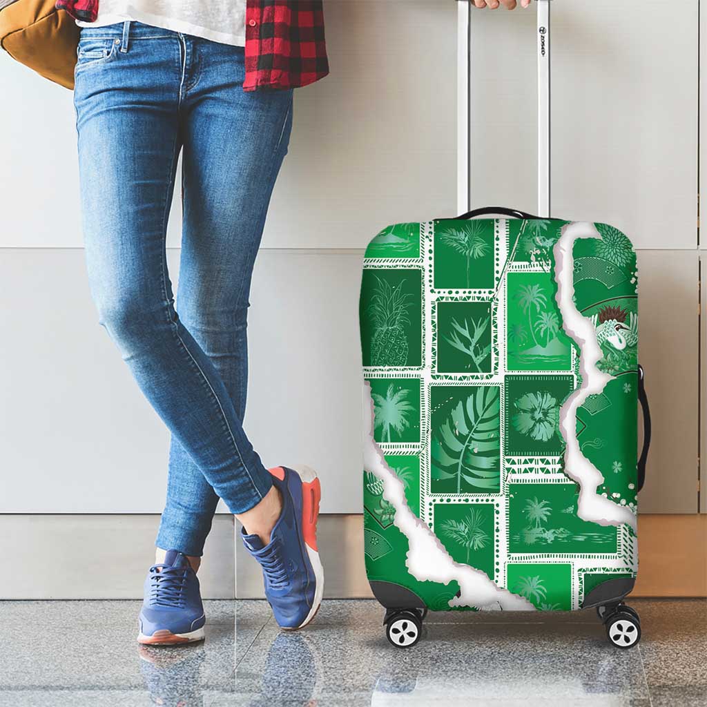 Hawaii Japanese Culture Green Luggage Cover Spring Cranes Aloha Pattern LT01 - Polynesian Pride