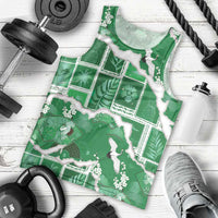 Hawaii Japanese Culture Green Men Tank Top Spring Cranes Aloha Pattern LT01 - Polynesian Pride
