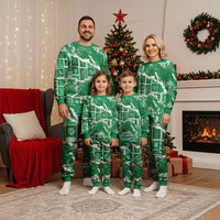 Hawaii Japanese Culture Green Christmas Pajama Set Spring Cranes Aloha Pattern LT01 - Polynesian Pride