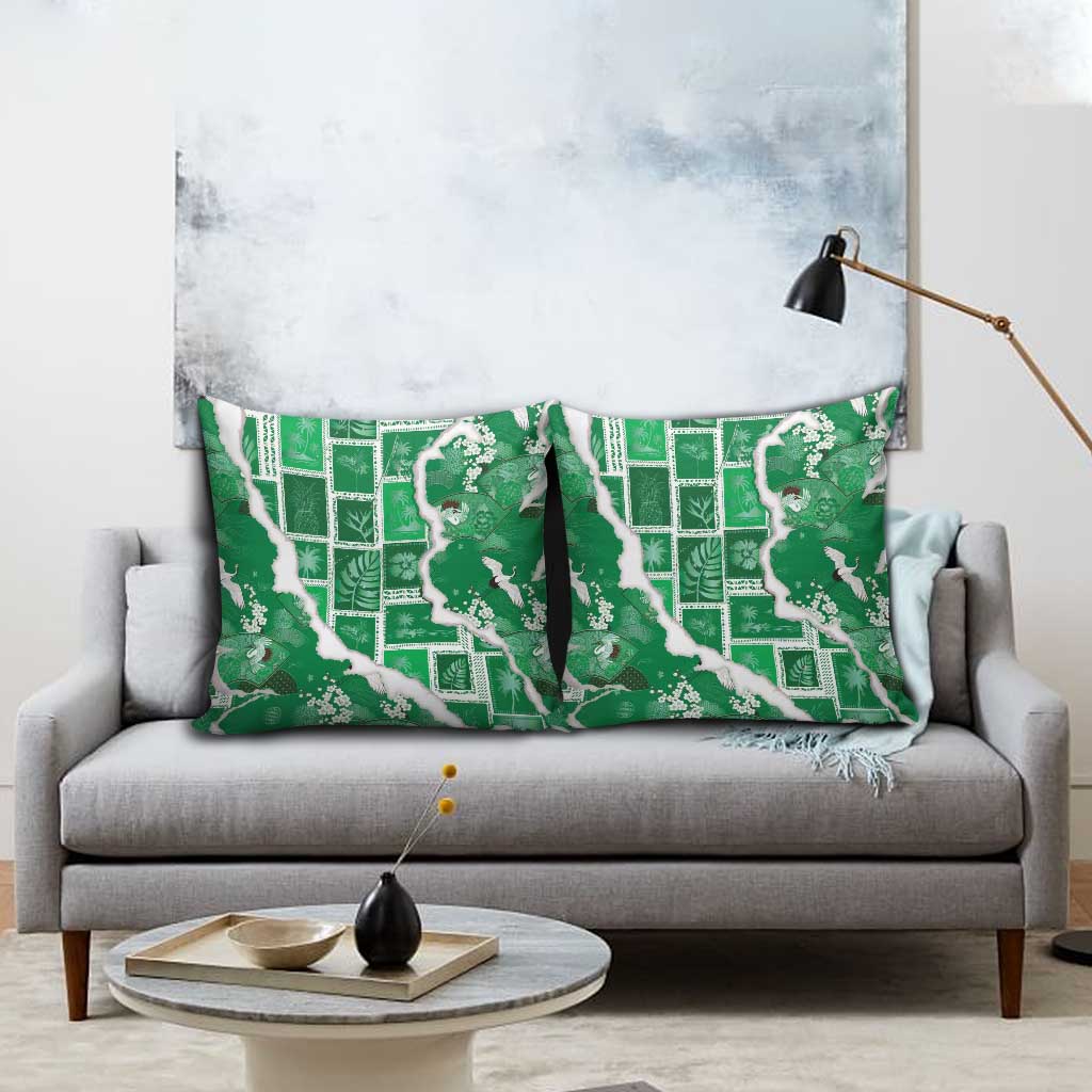Hawaii Japanese Culture Green Pillow Cover Spring Cranes Aloha Pattern LT01 - Polynesian Pride