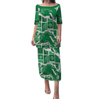 Hawaii Japanese Culture Green Puletasi Spring Cranes Aloha Pattern LT01 Long Dress Green - Polynesian Pride