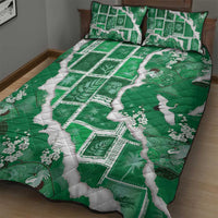 Hawaii Japanese Culture Green Quilt Bed Set Spring Cranes Aloha Pattern LT01 - Polynesian Pride
