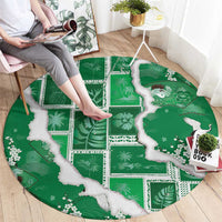 Hawaii Japanese Culture Green Round Carpet Spring Cranes Aloha Pattern LT01 - Polynesian Pride
