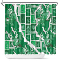 Hawaii Japanese Culture Green Shower Curtain Spring Cranes Aloha Pattern LT01 Green - Polynesian Pride