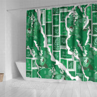 Hawaii Japanese Culture Green Shower Curtain Spring Cranes Aloha Pattern LT01 - Polynesian Pride