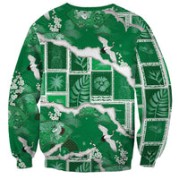 Hawaii Japanese Culture Green Sweatshirt Spring Cranes Aloha Pattern LT01 - Polynesian Pride