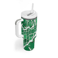 Hawaii Japanese Culture Green Tumbler With Handle Spring Cranes Aloha Pattern LT01 - Polynesian Pride