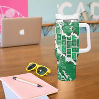 Hawaii Japanese Culture Green Tumbler With Handle Spring Cranes Aloha Pattern LT01 - Polynesian Pride