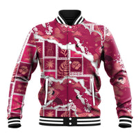 Hawaii Japanese Culture Pink Baseball Jacket Spring Cranes Aloha Pattern LT01 Unisex Pink - Polynesian Pride
